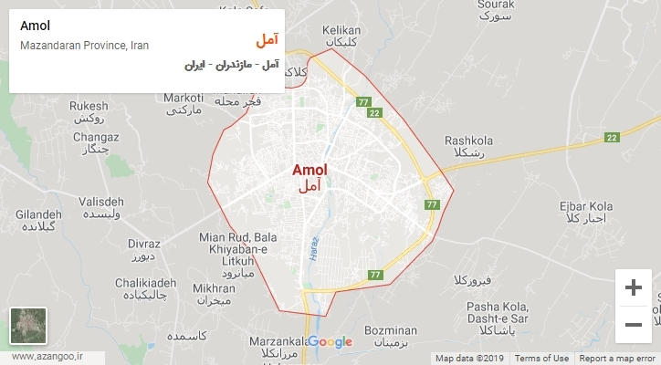 شهر آمل بر روی نقشه