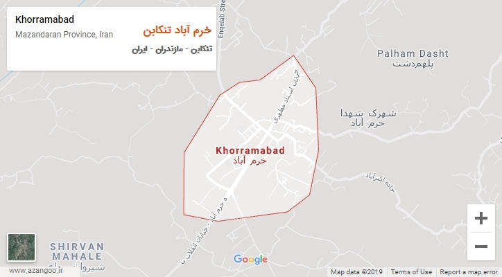 شهر خرم آباد تنکابن بر روی نقشه