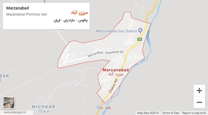 شهر مرزن آباد بر روی نقشه