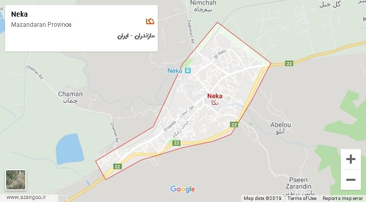 شهرستان نکا بر روی نقشه