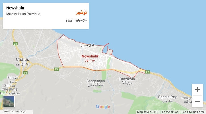 شهرستان نوشهر بر روی نقشه