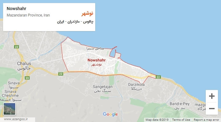 شهر نوشهر بر روی نقشه