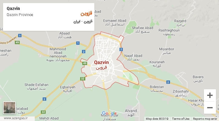 شهرستان قزوین بر روی نقشه