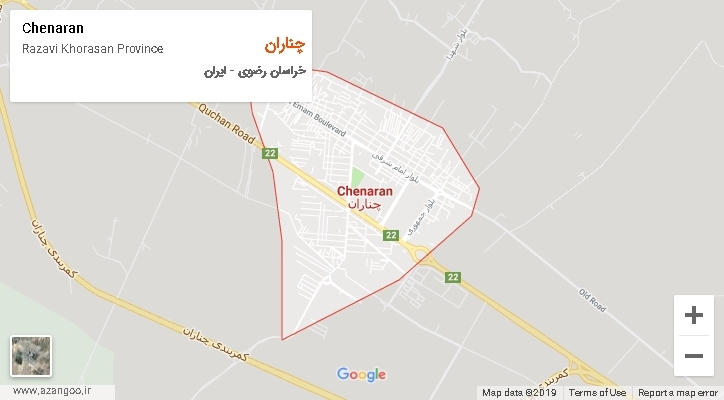 شهرستان چناران بر روی نقشه