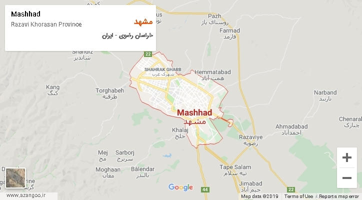 شهرستان مشهد بر روی نقشه