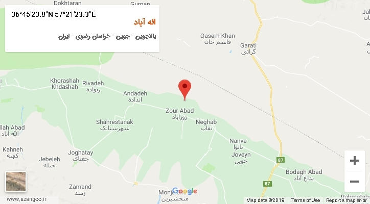 روستای اله آباد بر روی نقشه