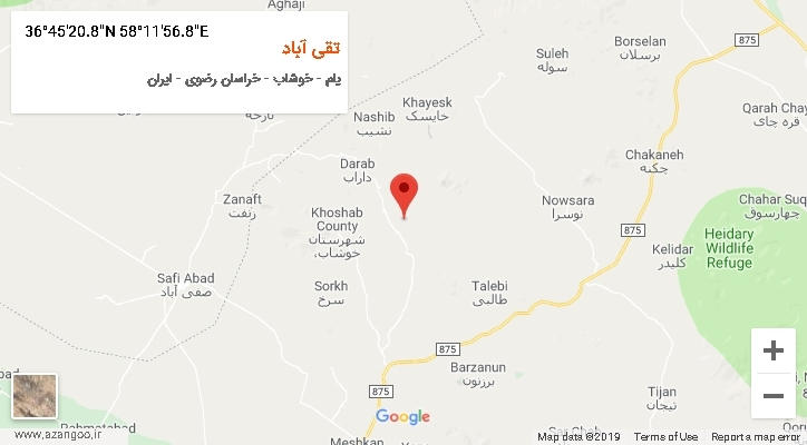 روستای تقی آباد بر روی نقشه