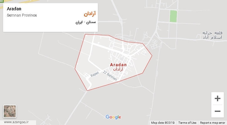 شهرستان آرادان بر روی نقشه