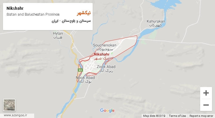 شهرستان نیکشهر بر روی نقشه