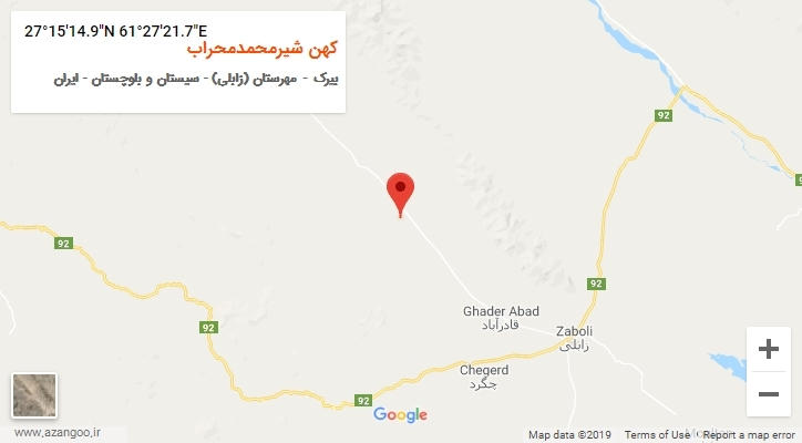 روستای کهن شیرمحمدمحراب بر روی نقشه