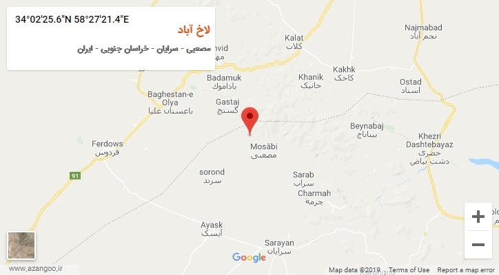 روستای لاخ آباد بر روی نقشه