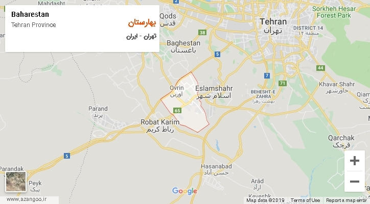 شهرستان بهارستان بر روی نقشه
