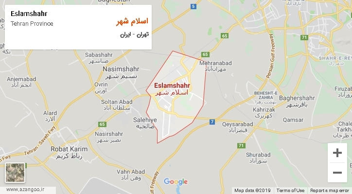 شهرستان اسلام شهر بر روی نقشه
