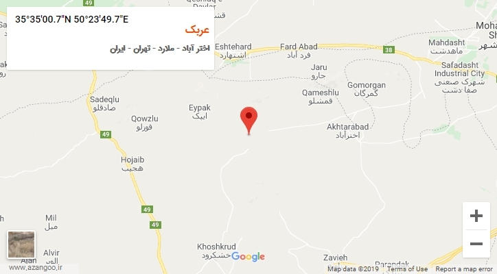روستای عربک بر روی نقشه