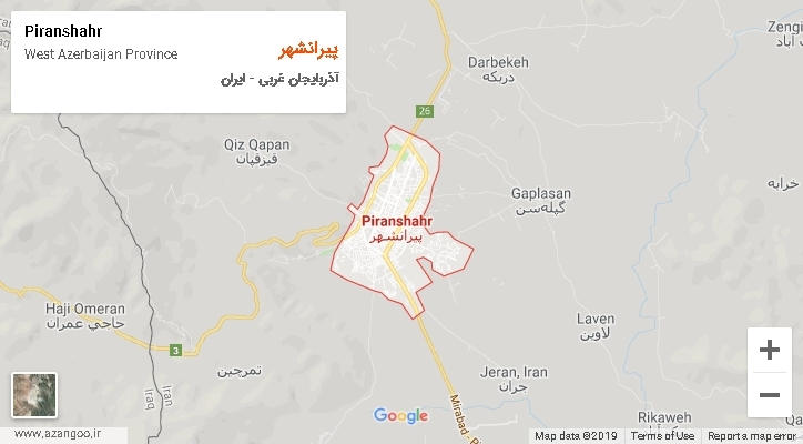 شهرستان پیرانشهر بر روی نقشه