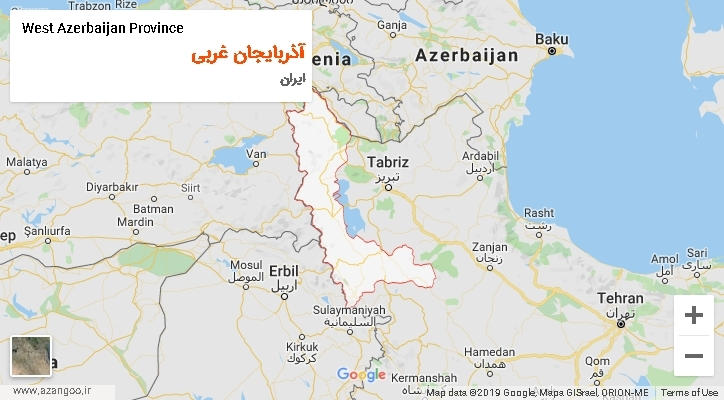 استان آذربایجان غربی بر روی نقشه