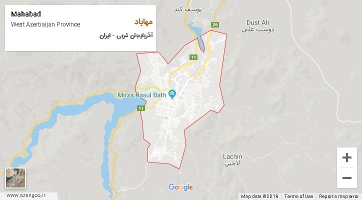 شهرستان مهاباد بر روی نقشه