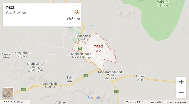 شهرستان یزد بر روی نقشه