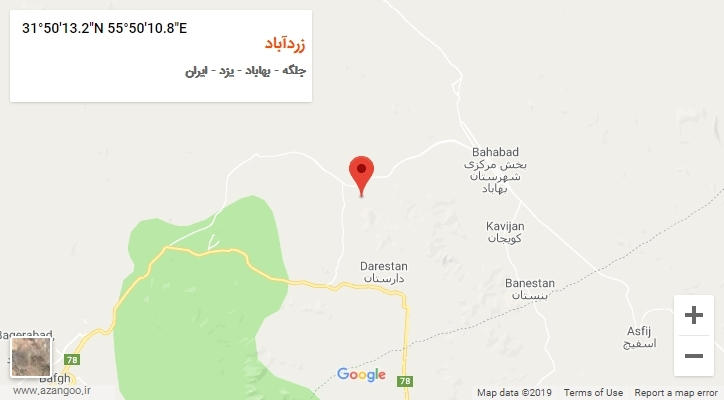 روستای زردآباد بر روی نقشه
