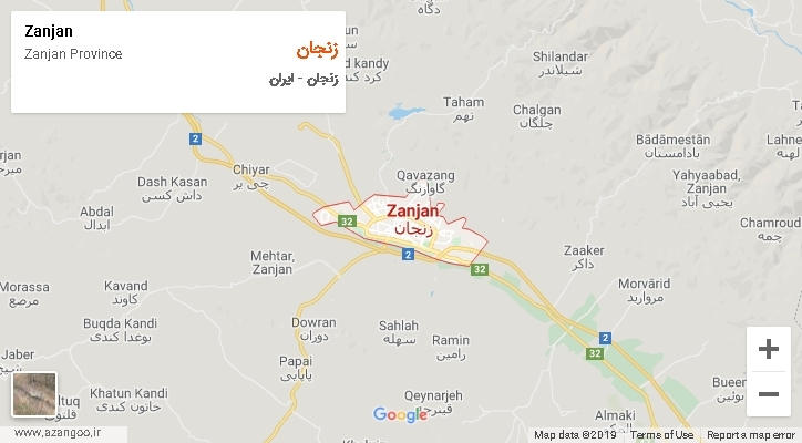شهرستان زنجان بر روی نقشه
