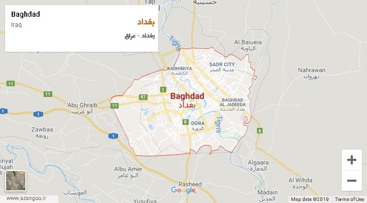 شهرستان بغداد بر روی نقشه