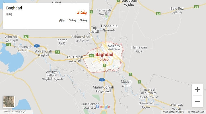 شهر بغداد بر روی نقشه