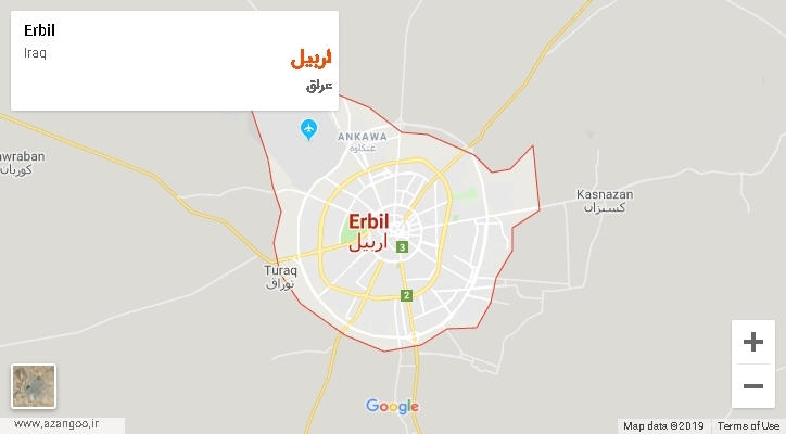 استان اربیل بر روی نقشه