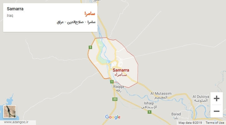 شهر سامرا بر روی نقشه