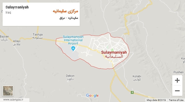 شهرستان مرکزی سلیمانیه بر روی نقشه