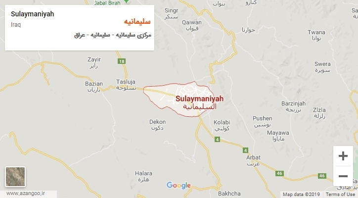 شهر سلیمانیه بر روی نقشه