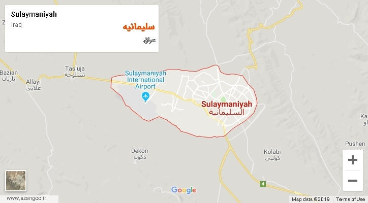 استان سلیمانیه بر روی نقشه