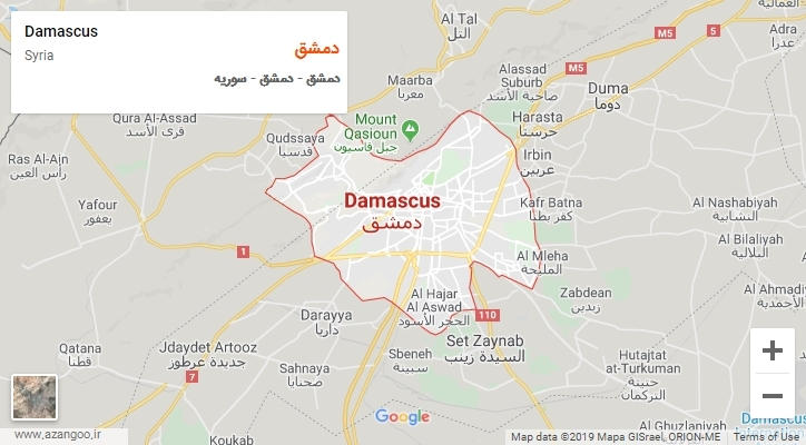 شهر دمشق بر روی نقشه