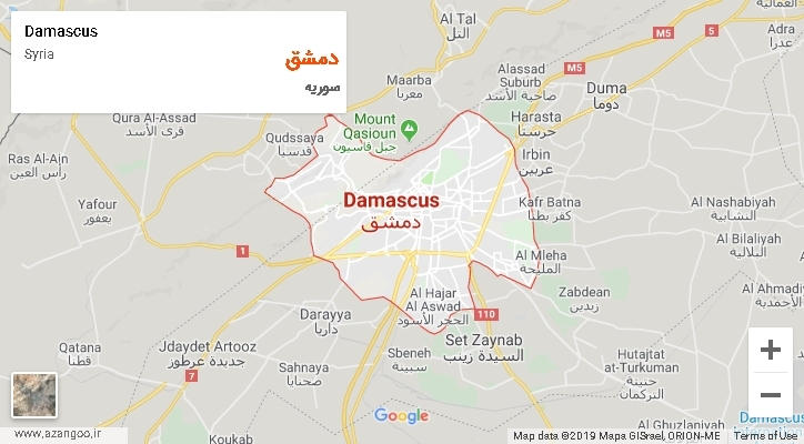 استان دمشق بر روی نقشه